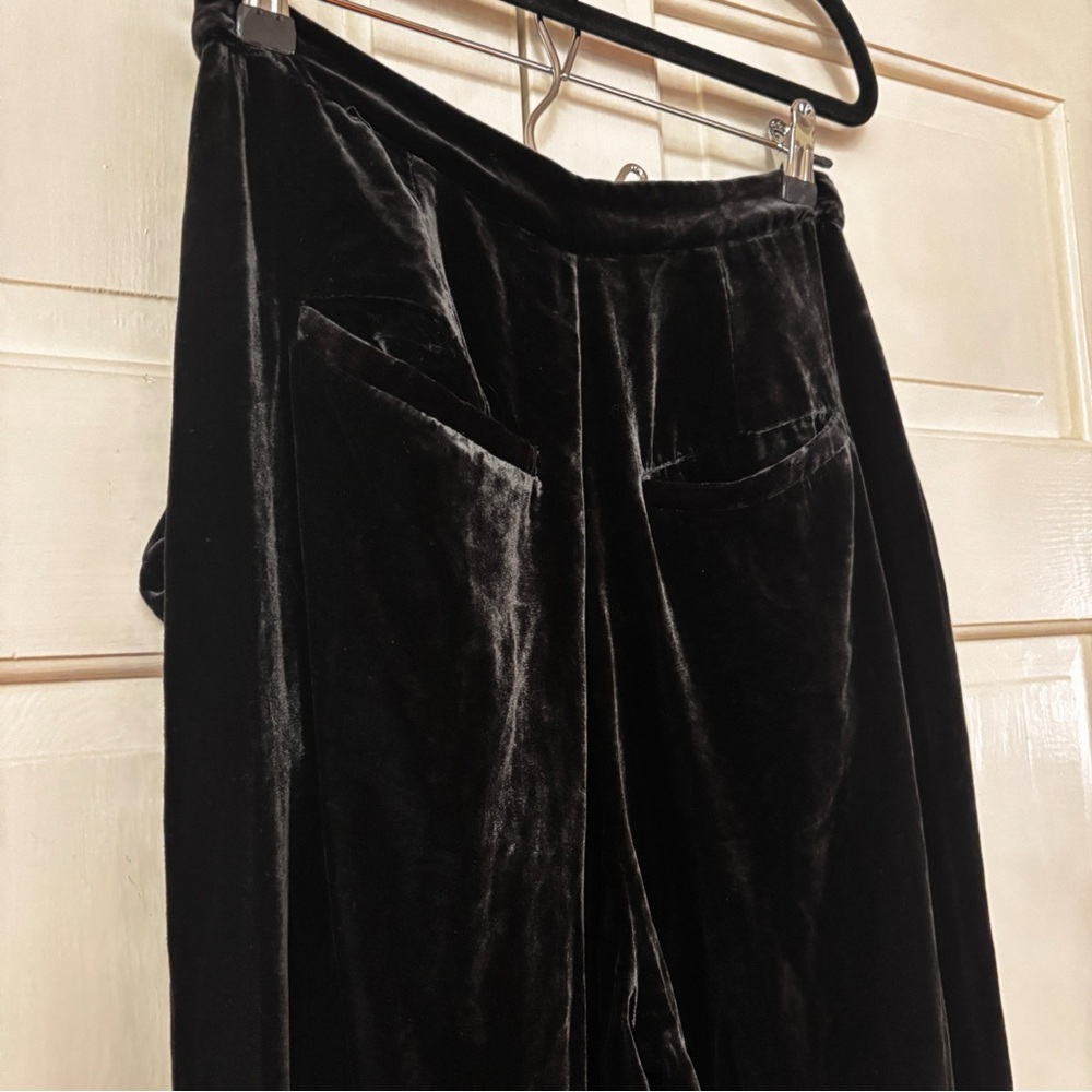 Ulla Johnson Rhett Wide Leg‎ Velvet Trouser Noir Black Size 4 Pleated Pants Work - Picture 9 of 11
